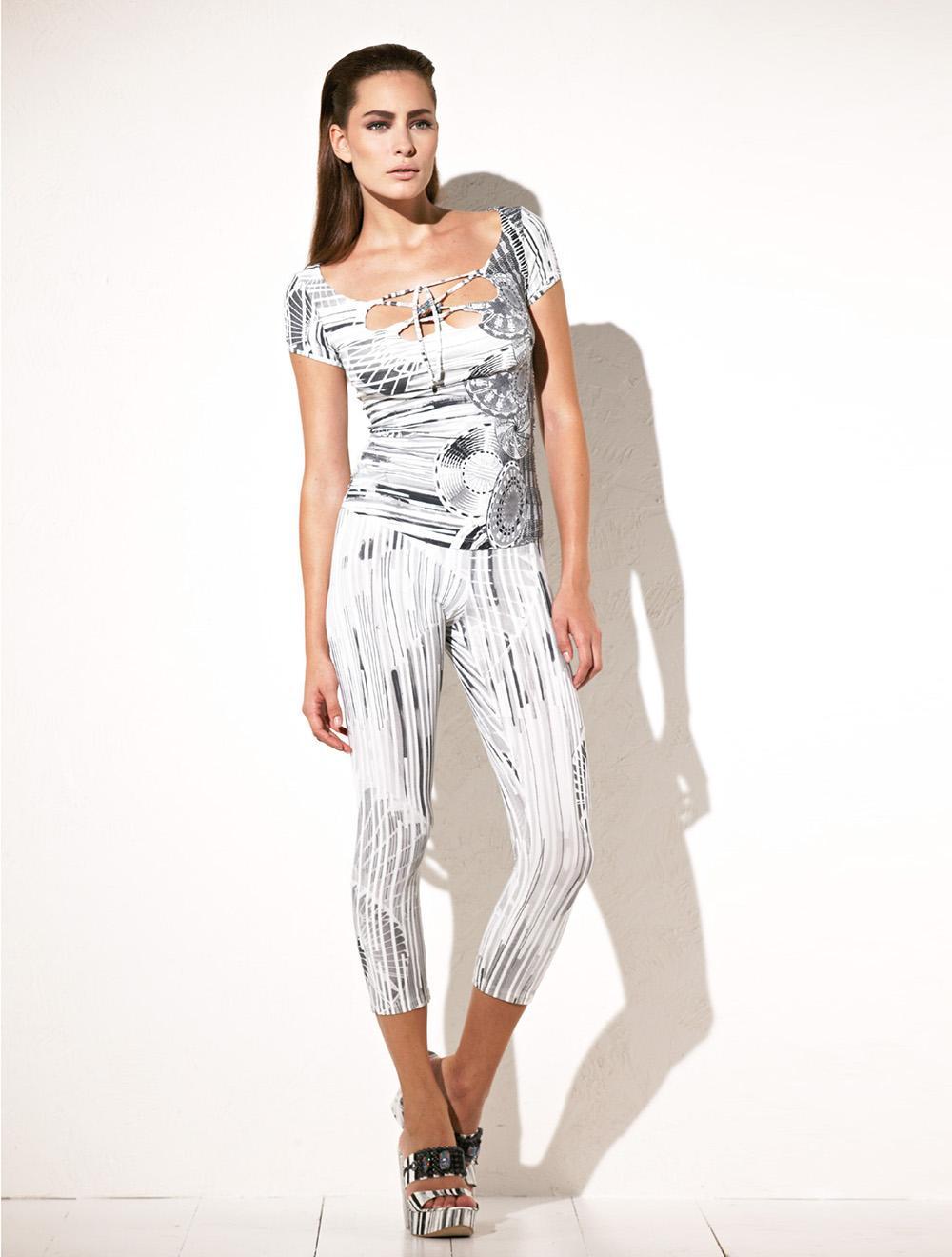 Save The Queen Leggings bianchi con stampa Saldi