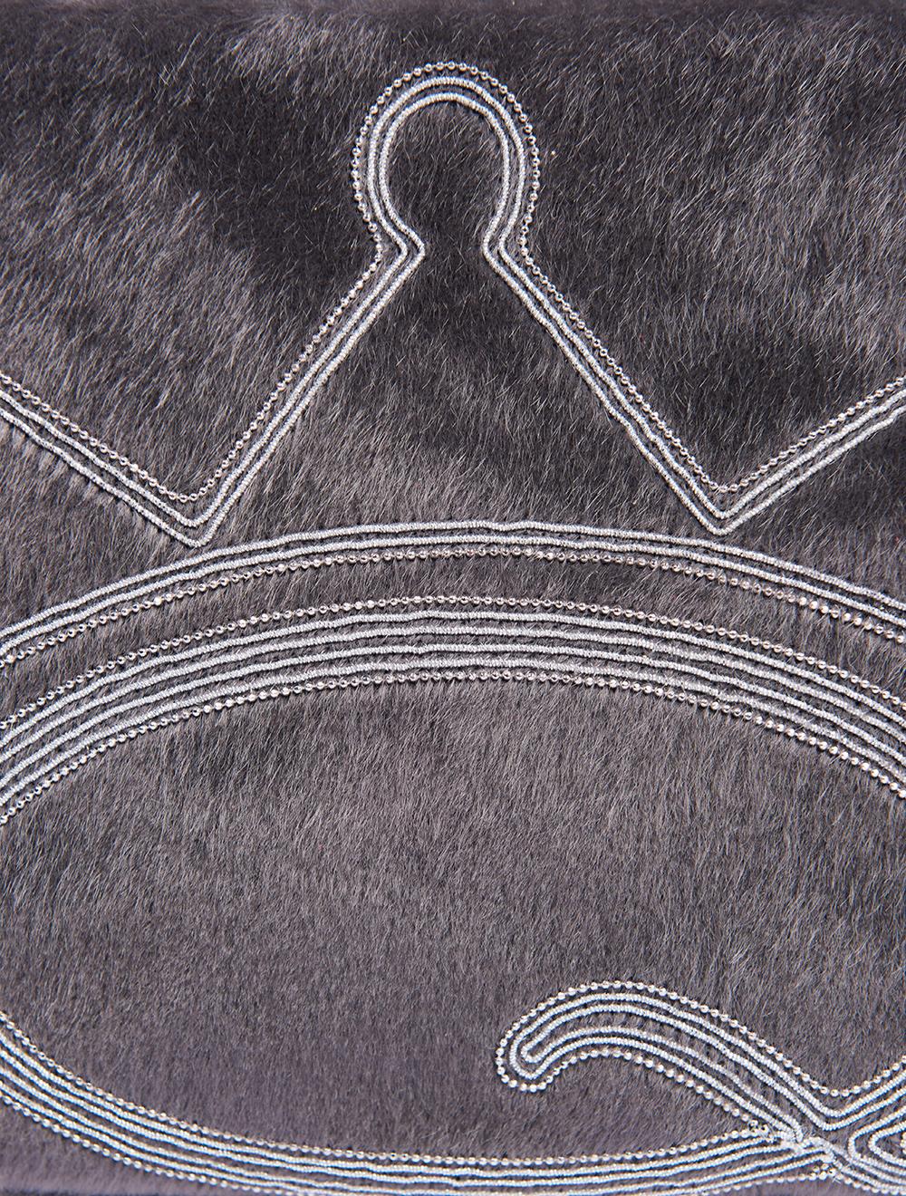 Save The Queen Borsa media in eco pelle nera e cavallino grigio con ricamo I Più Venduti