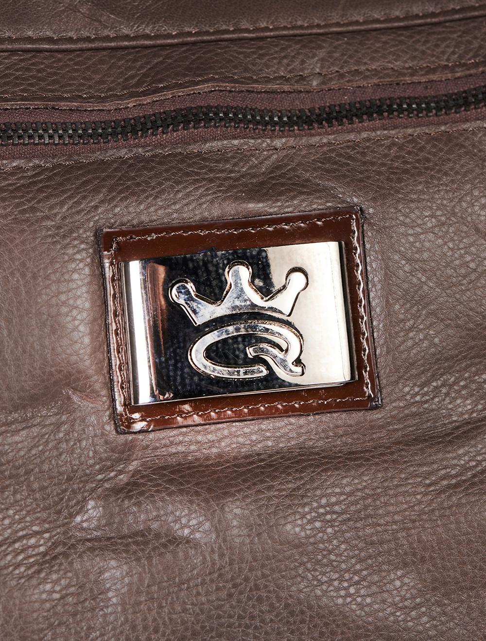 Save The Queen Borsa in eco pelle lucida e pelle marrone In Saldo