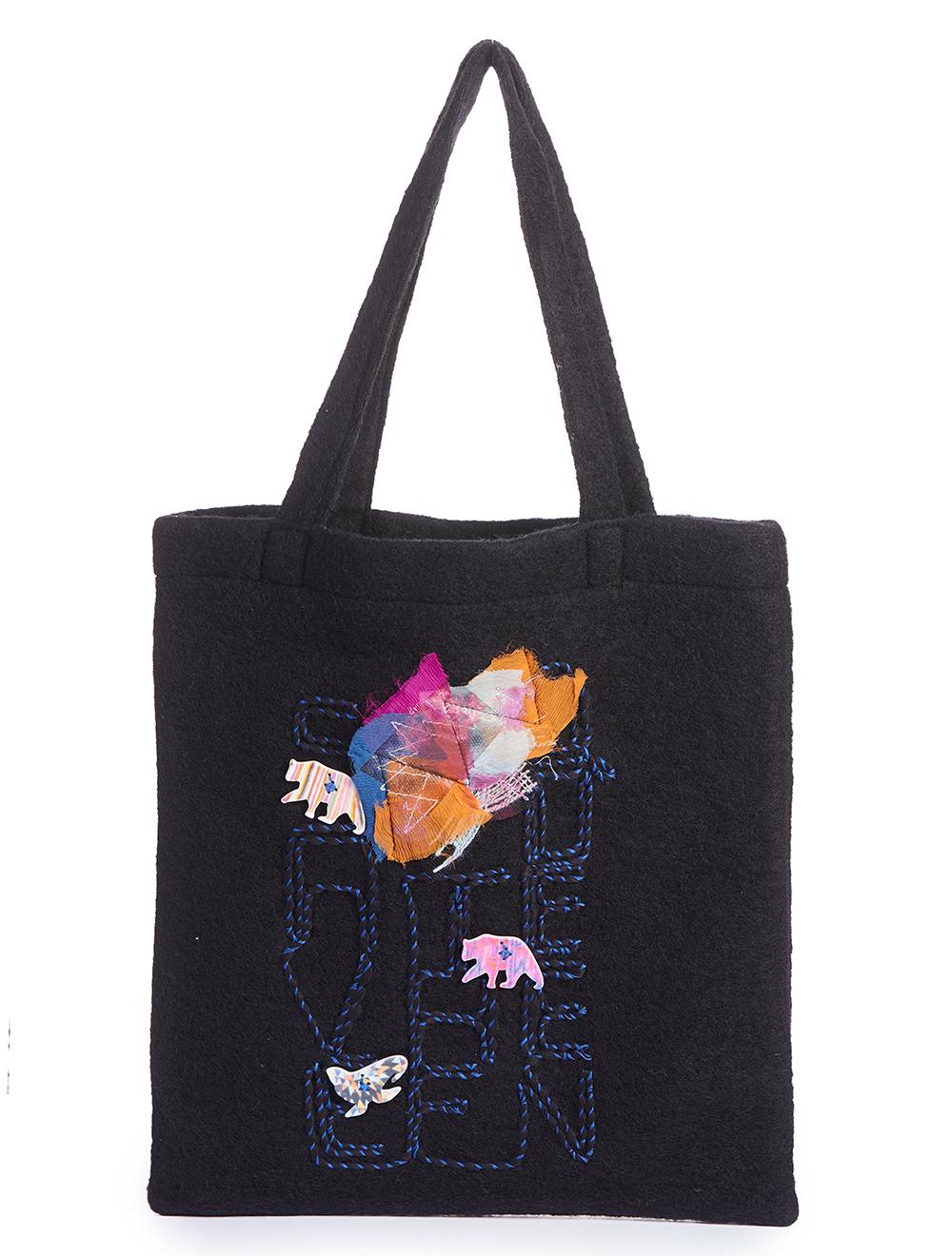 Save The Queen Borsa shopper in lana con ricamo Moda