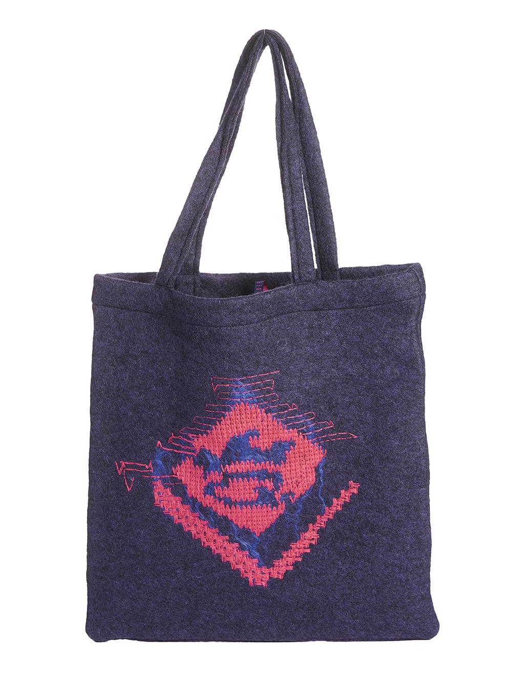 Save The Queen Borsa shopper in lana con ricamo Negozio online di fabbrica