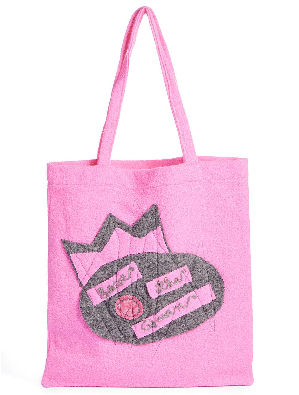 Save The Queen Borsa shopper in lana con ricamo Prezzo di fabbrica