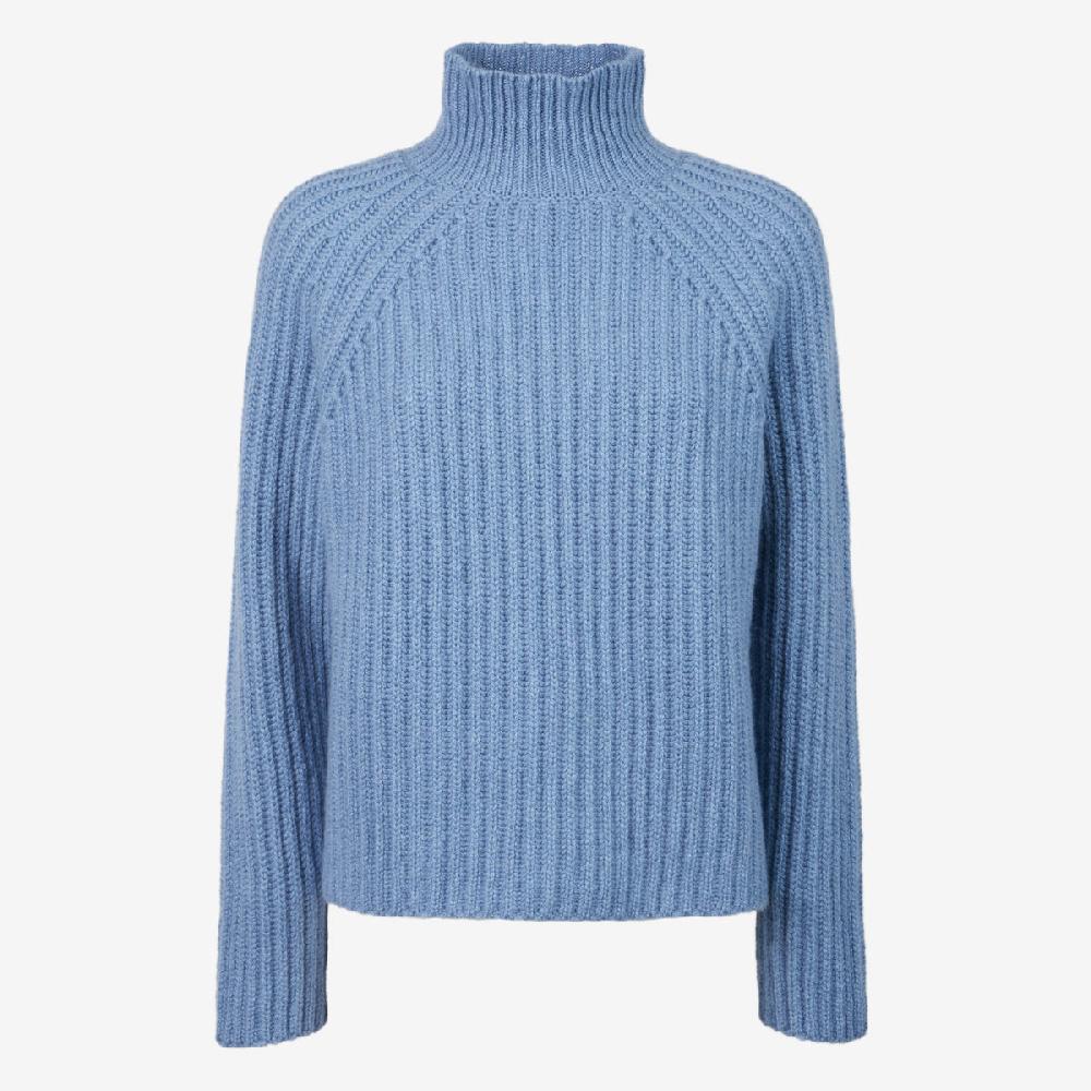 Sease Maglione Athos Mock in cashmere - Blu tempesta Soddisfazione Garantita