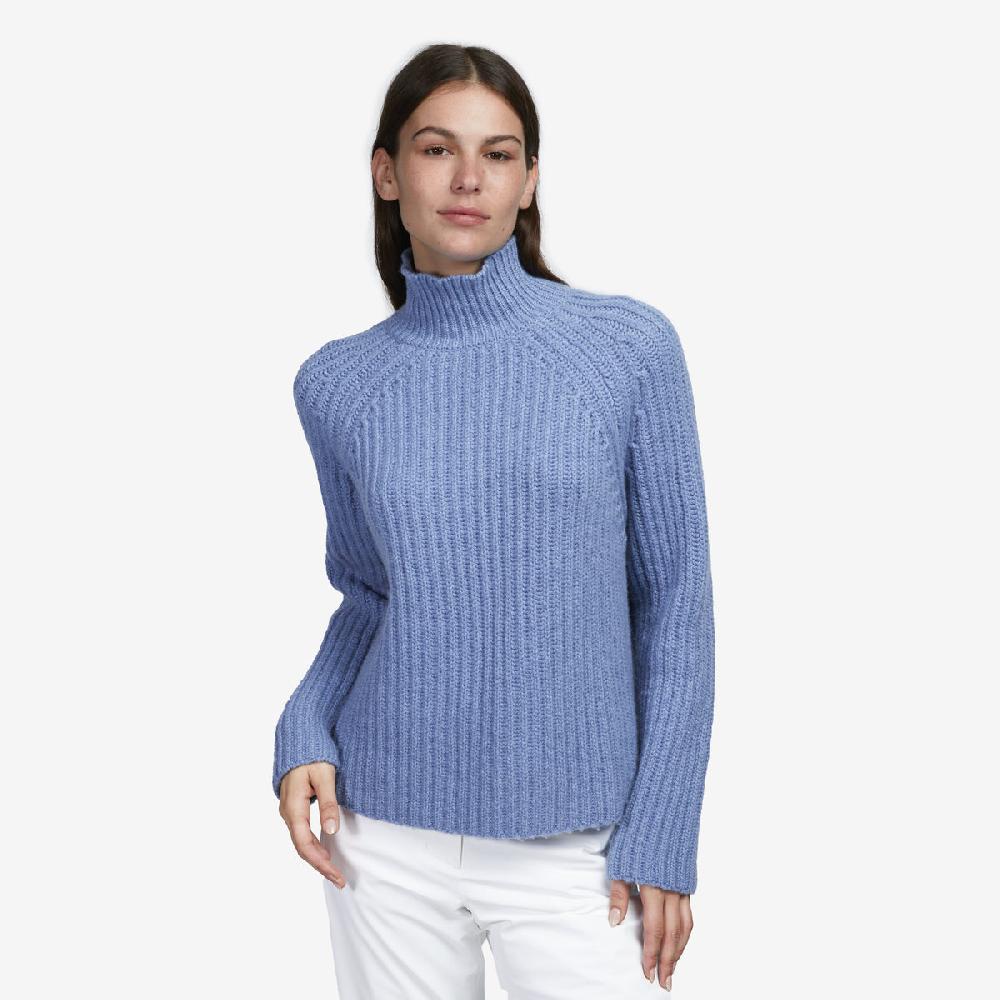 Sease Maglione Athos Mock in cashmere - Blu tempesta Soddisfazione Garantita