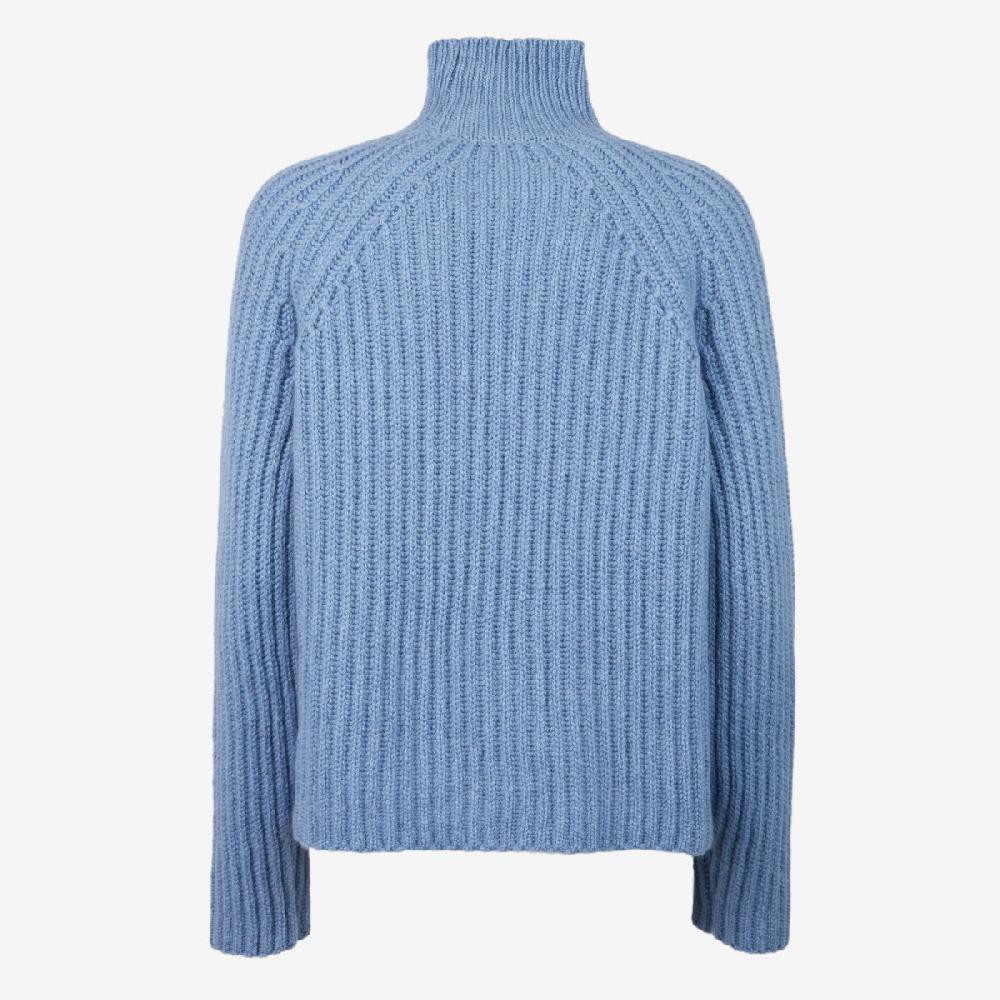 Sease Maglione Athos Mock in cashmere - Blu tempesta Soddisfazione Garantita