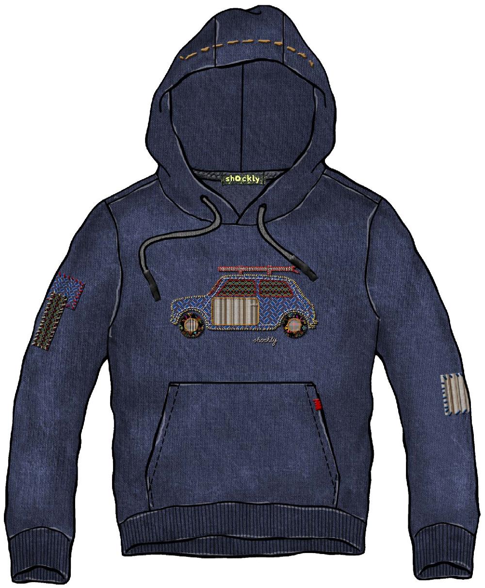 Shockly FELPA-HAND-MINI-HOOD Navy Negozio