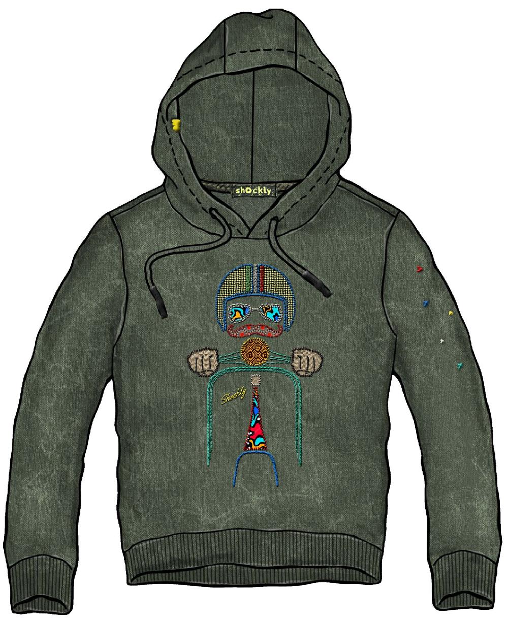 Shockly FELPA-HAND-VESPA-HOOD Military In Saldo