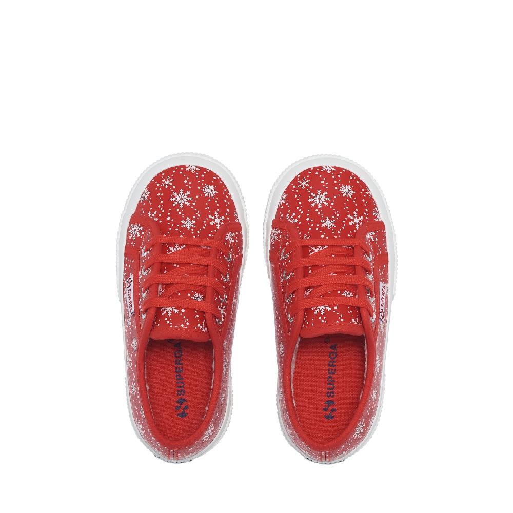 Superga 2750 KIDS VEGAN MATERIAL SNOWFLAKESRED-SNOWFLAKES Saldi