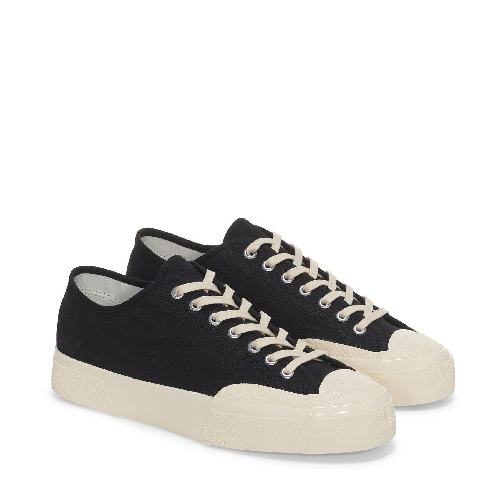 Superga 2432 WORKS LOW CUT COTTON CANVASBLACK-OFF WHITE Italy