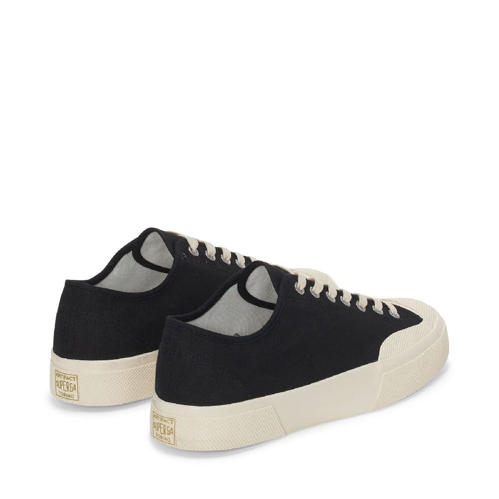 Superga 2432 WORKS LOW CUT COTTON CANVASBLACK-OFF WHITE Italy