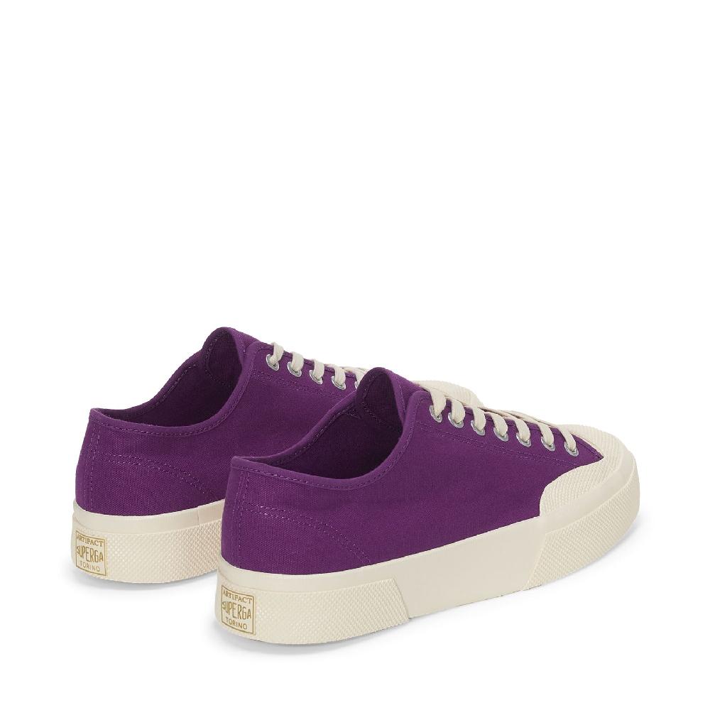 Superga 2432 WORKS LOW CUT COTTON CANVASPURPLE-OFF WHITE Italia