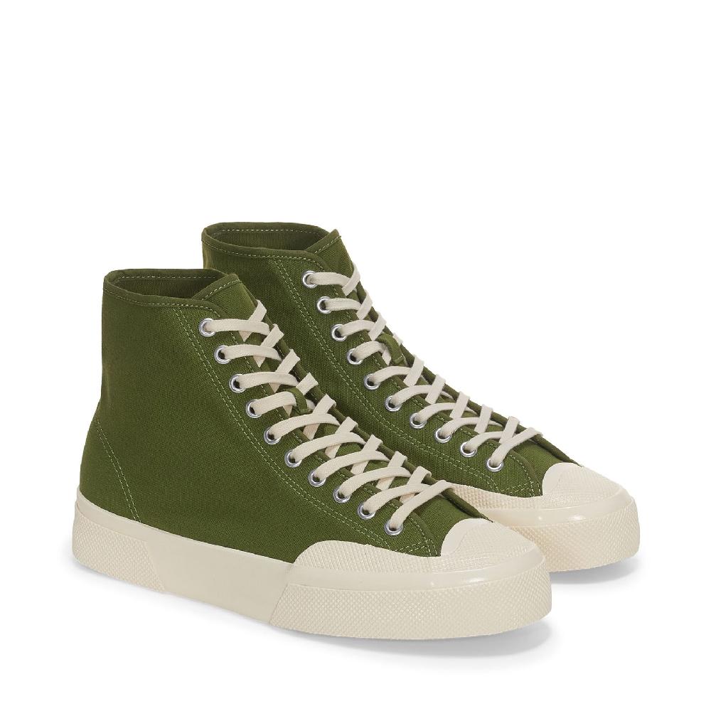 Superga 2433 WORKS HIGH CUT COTTON CANVASGREEN-OFF WHITE 2025