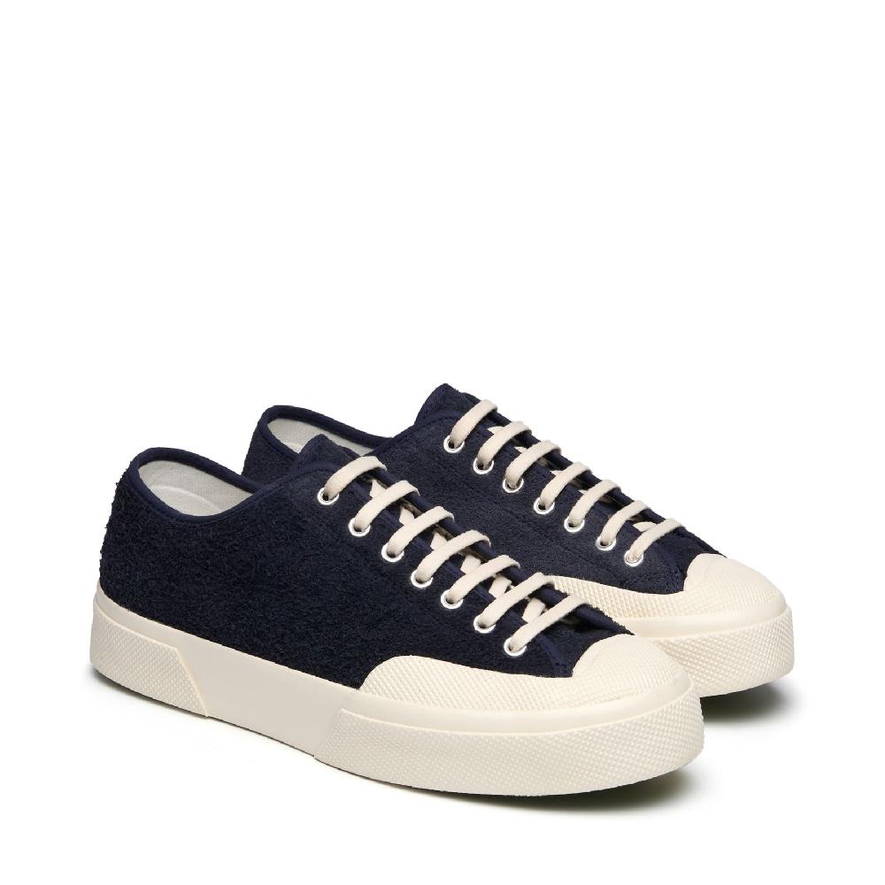 Superga 2432 WORKS HAIRY SUEDENAVY-OFF WHITE In Linea