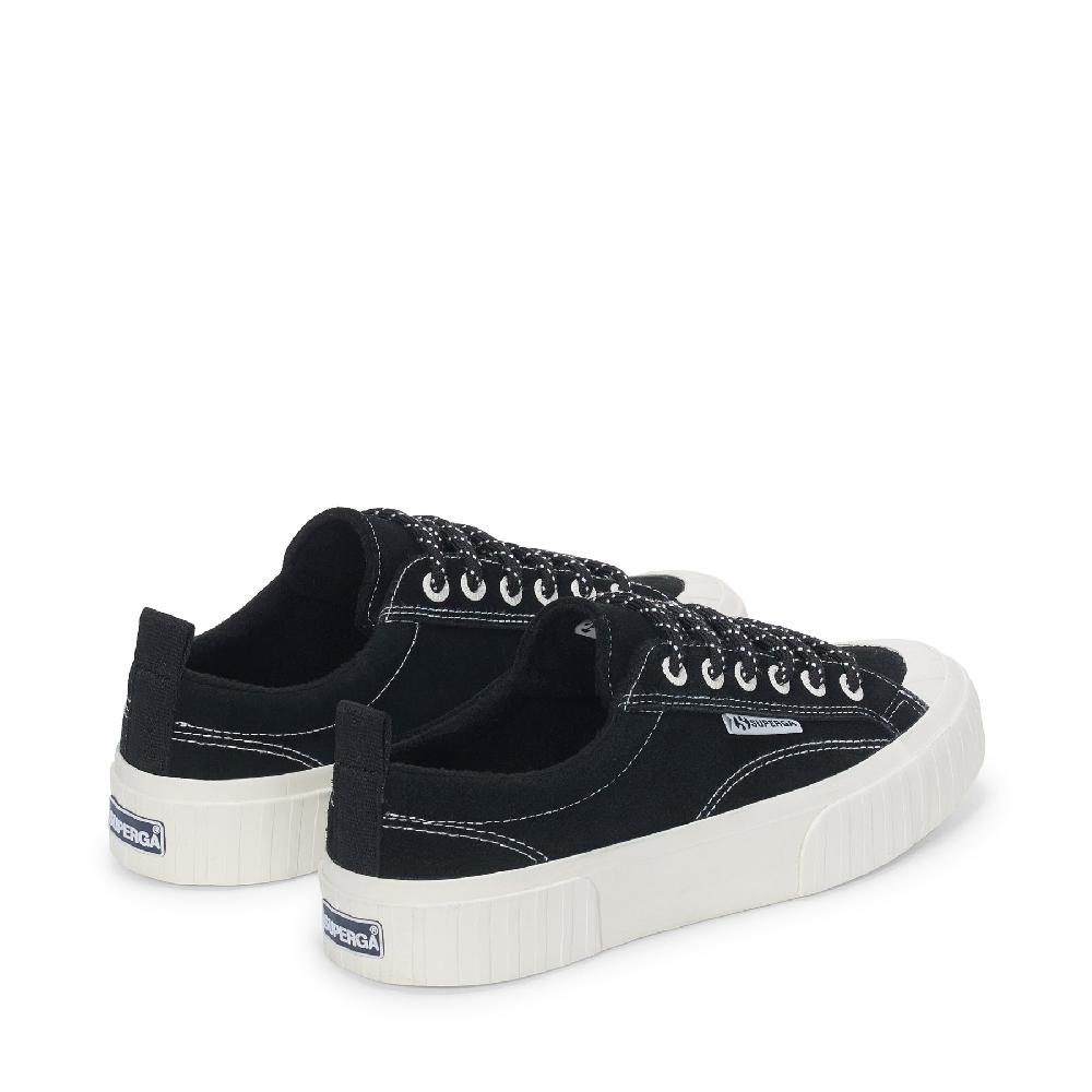 Superga 2630 STRIPE SUEDE CONTRAST STITCHINGBLACK-WHITE AVORIO-FAVORIO Prezzo Ridotto