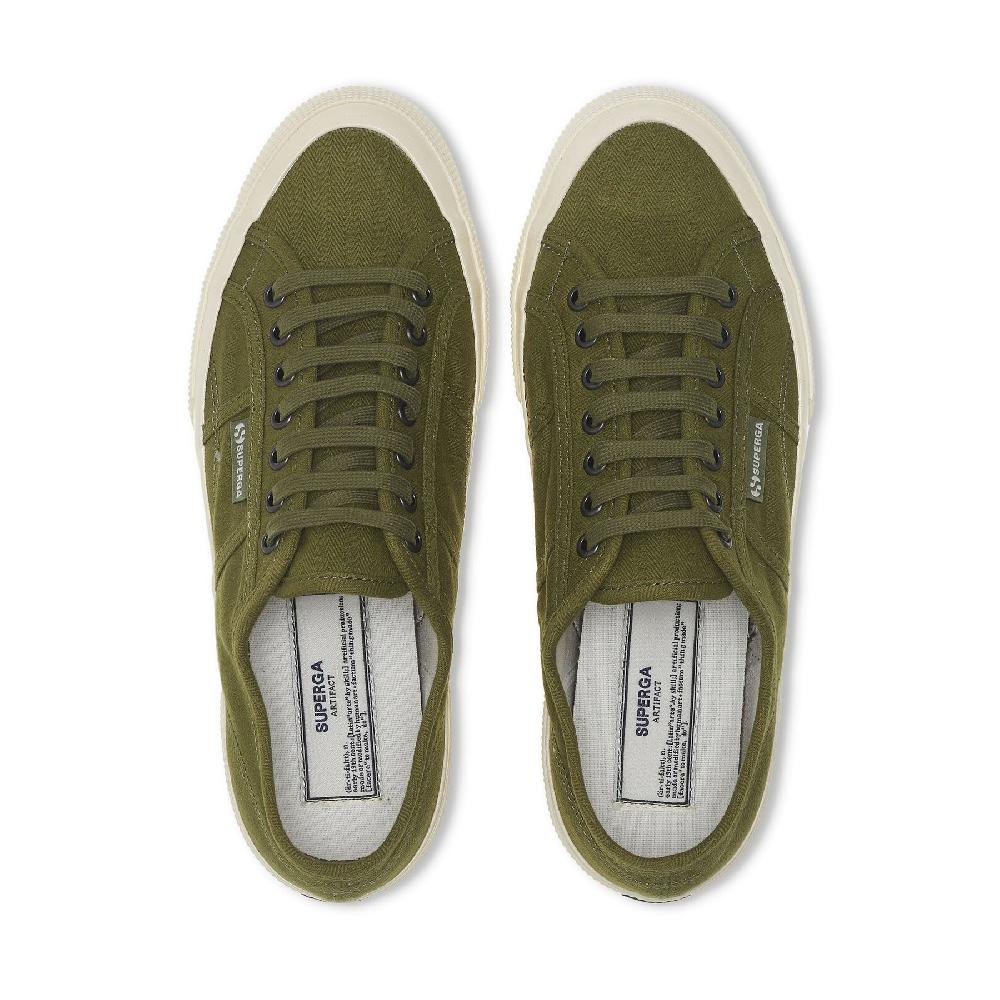 Superga 2750 OG HERRINGBONEGREEN-OFF WHITE Presa