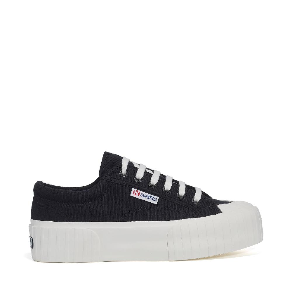 Superga 2631 STRIPE PLATFORMBLACK-WHITE AVORIO Vendita Calda
