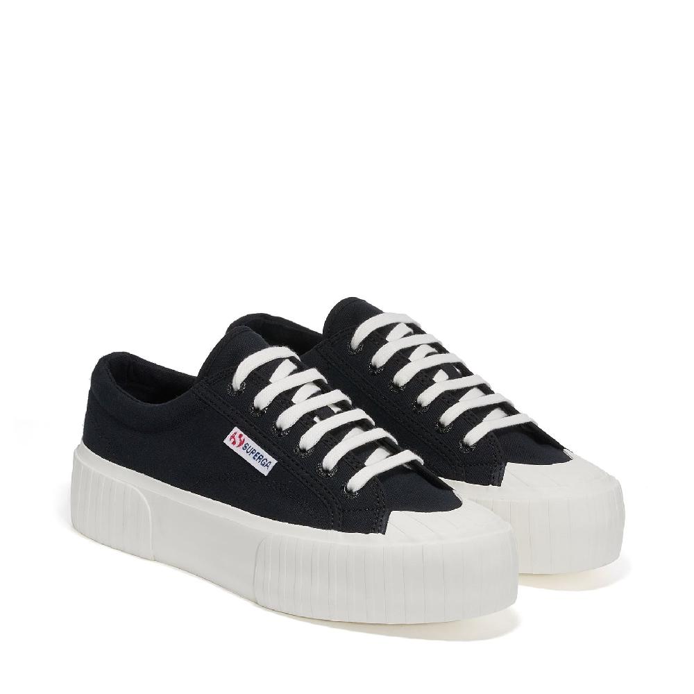 Superga 2631 STRIPE PLATFORMBLACK-WHITE AVORIO Vendita Calda