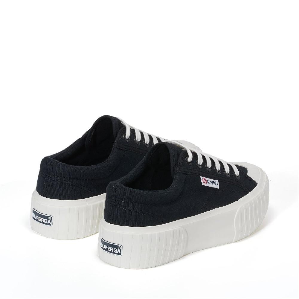 Superga 2631 STRIPE PLATFORMBLACK-WHITE AVORIO Vendita Calda