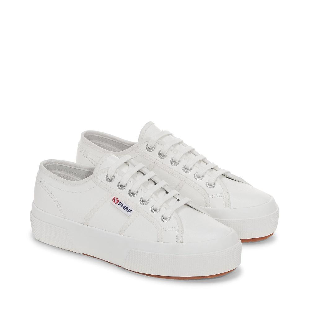 Superga 2740 PLATFORM TUMBLED LEATHERWHITE Promozione