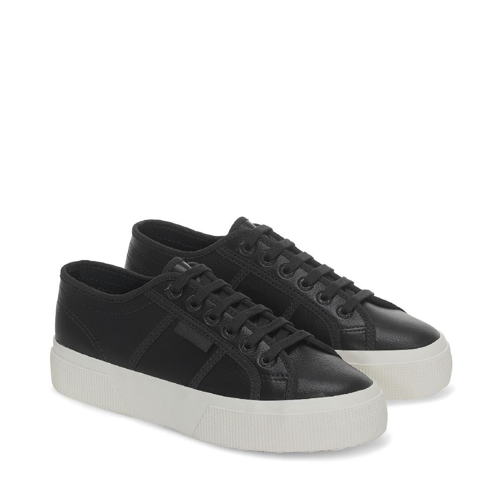Superga 2740 PLATFORM TUMBLED LEATHERBLACK BRISTOL-FAVORIO Soddisfazione Garantita