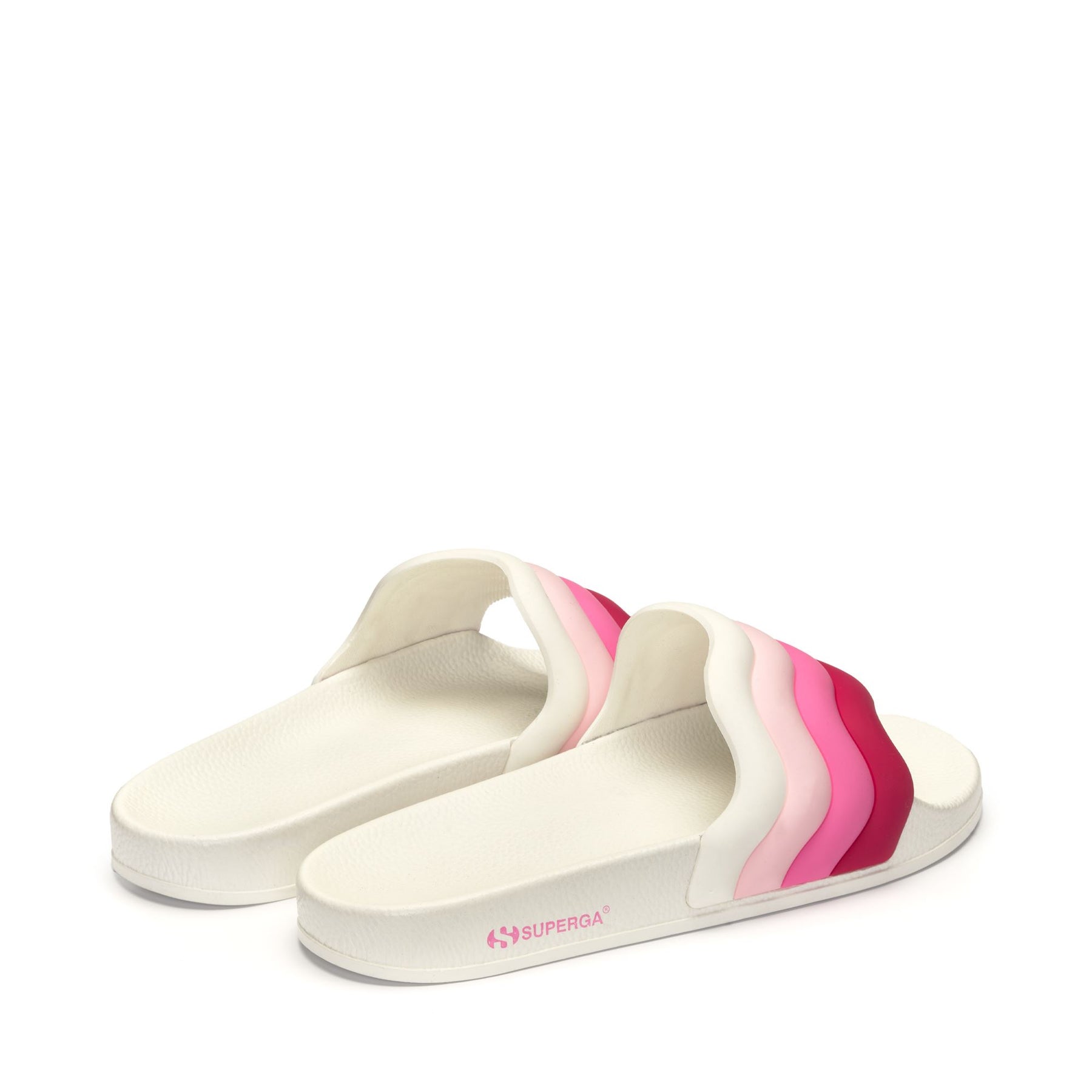 Superga 1908 SLIDES CURLY PADDED STRIPESWHITE-SHADED PINK Presa