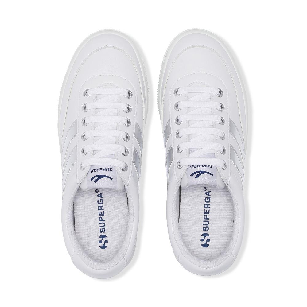 Superga 2740 PLATFORM BLOCKS MIRROR SYNTHETIC MATERIALWHITE-SILVER Italy