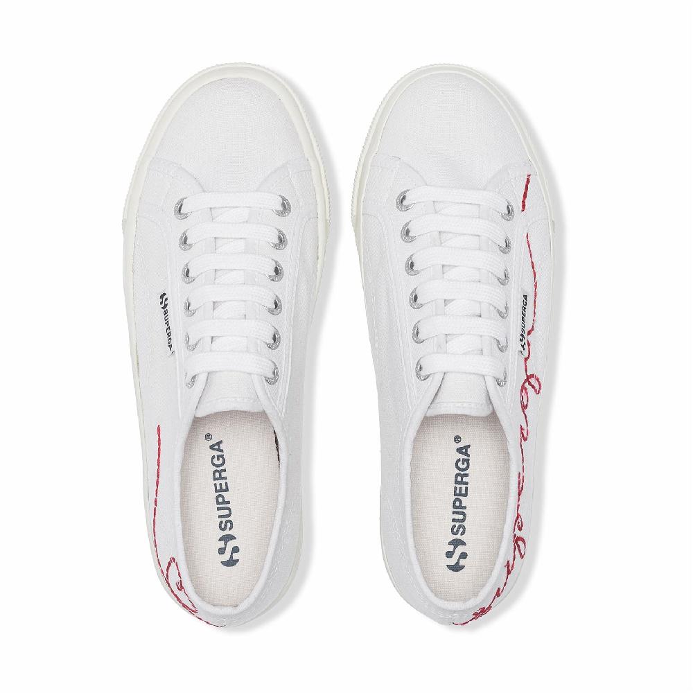Superga 2790 RED EMBROIDERYWHITE-RED FLAME FAVORIO Consegna Veloce