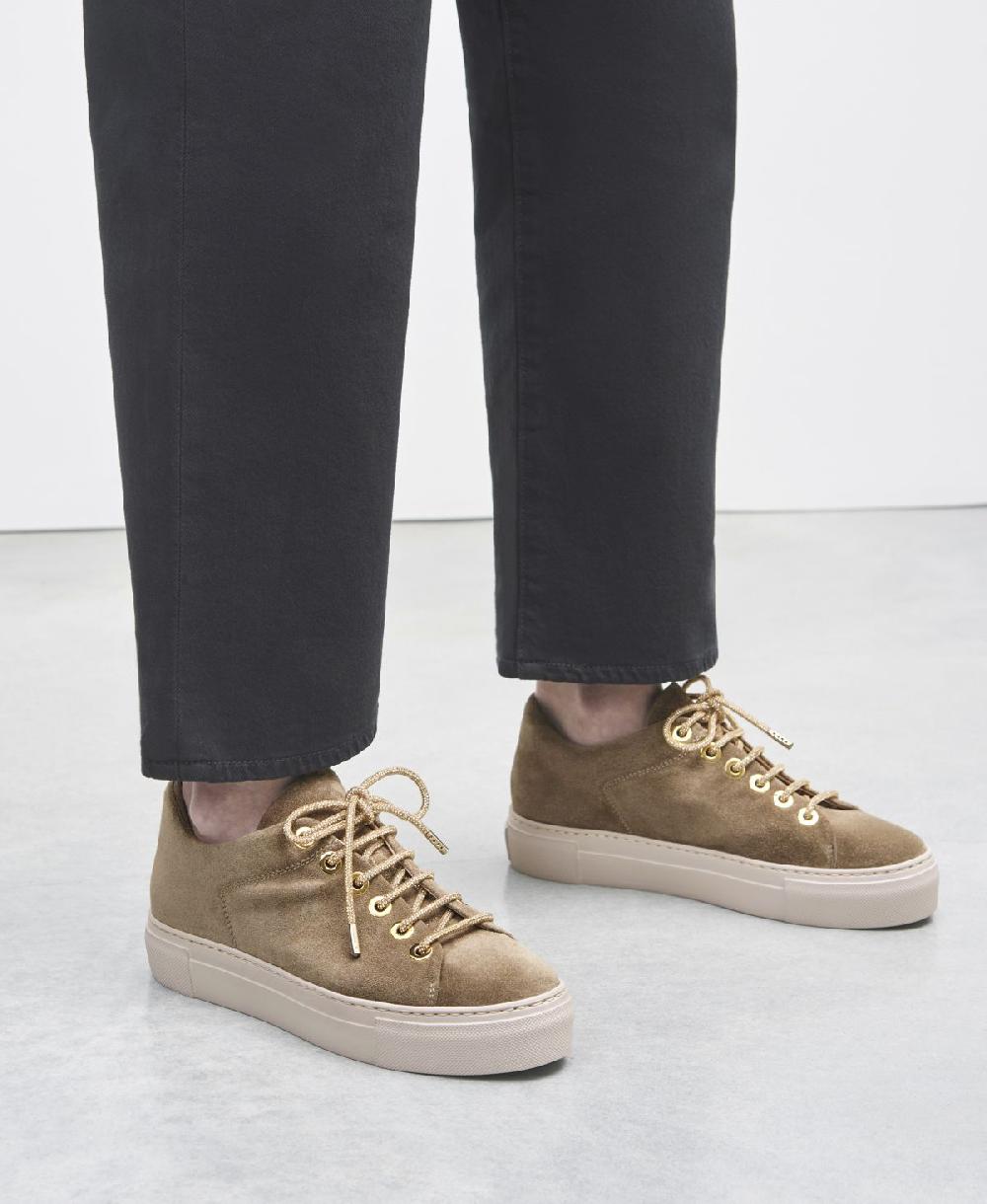 Agl Sneaker in velour Tortora Crystal Liquidazione