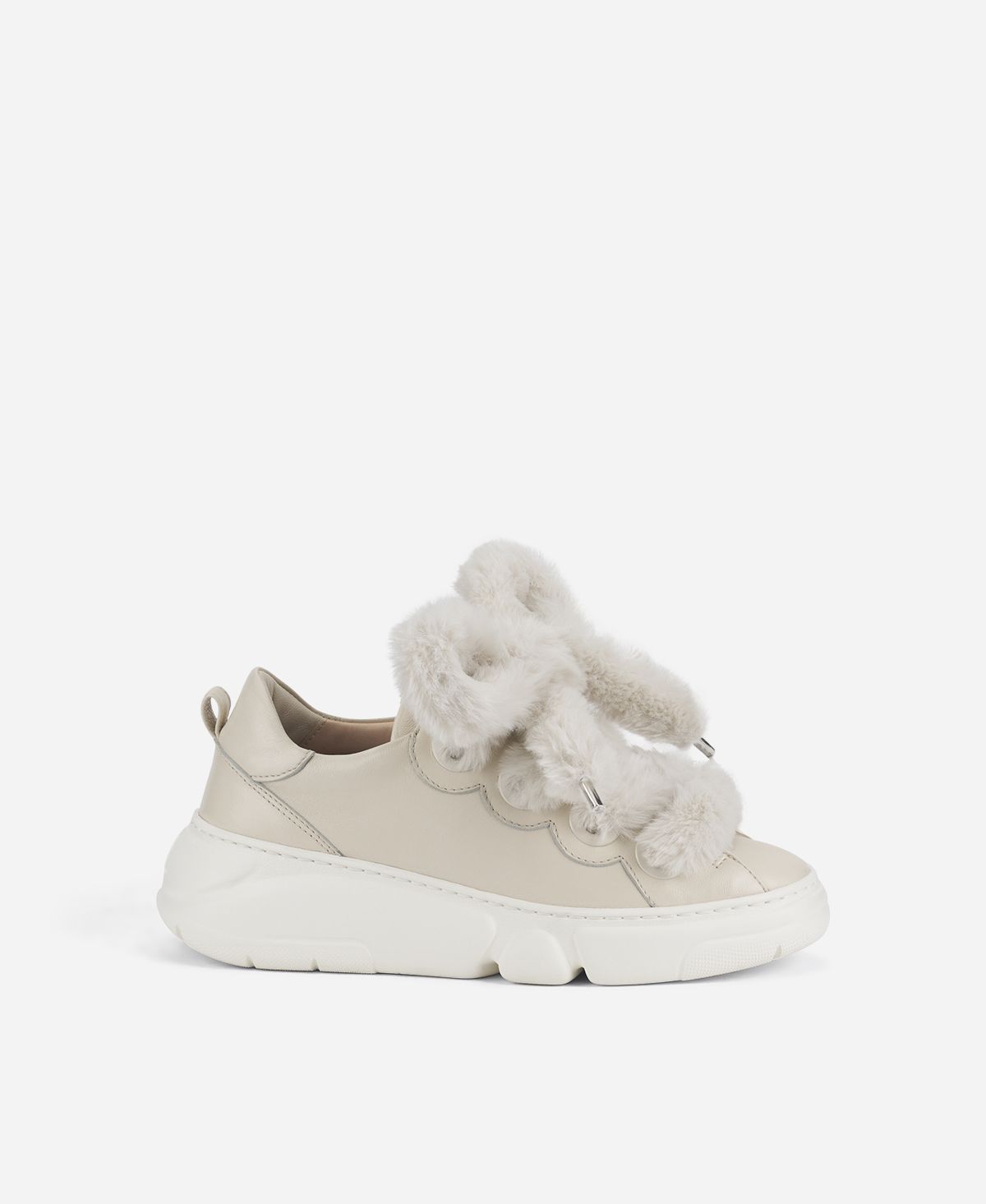 Agl Sneaker con lacci in pelliccia Avorio Fur Bubble Convenienza