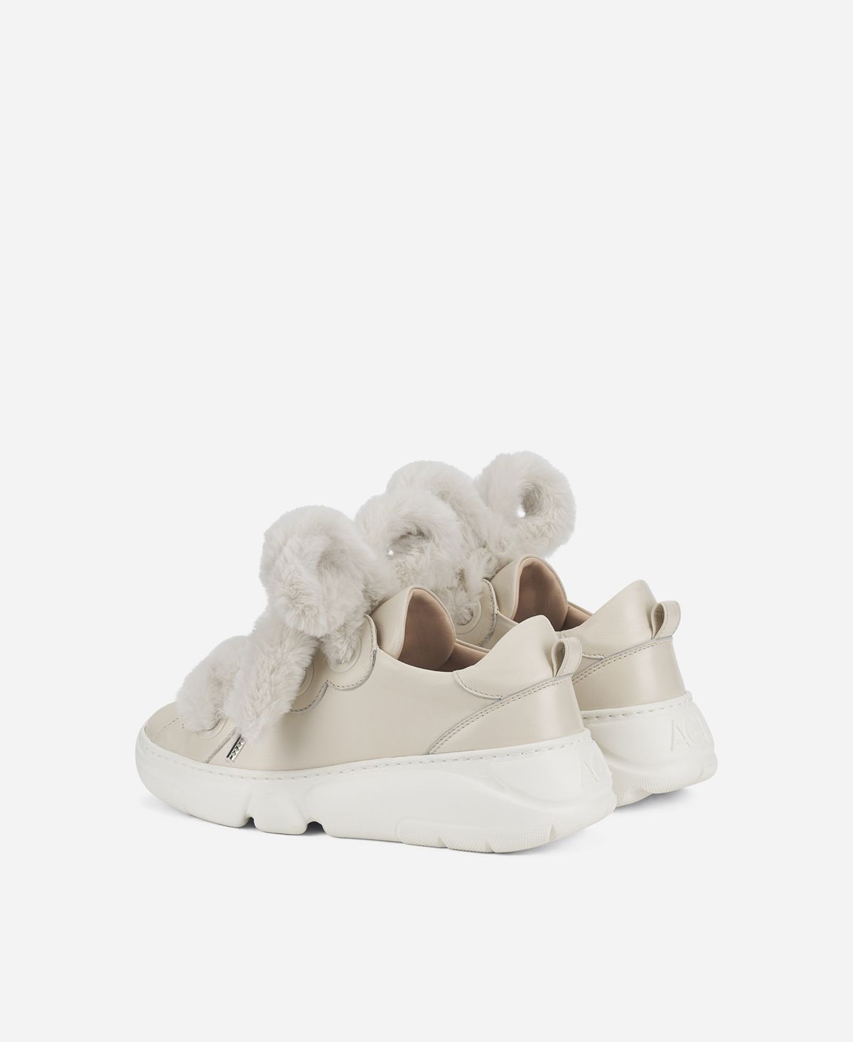 Agl Sneaker con lacci in pelliccia Avorio Fur Bubble Convenienza