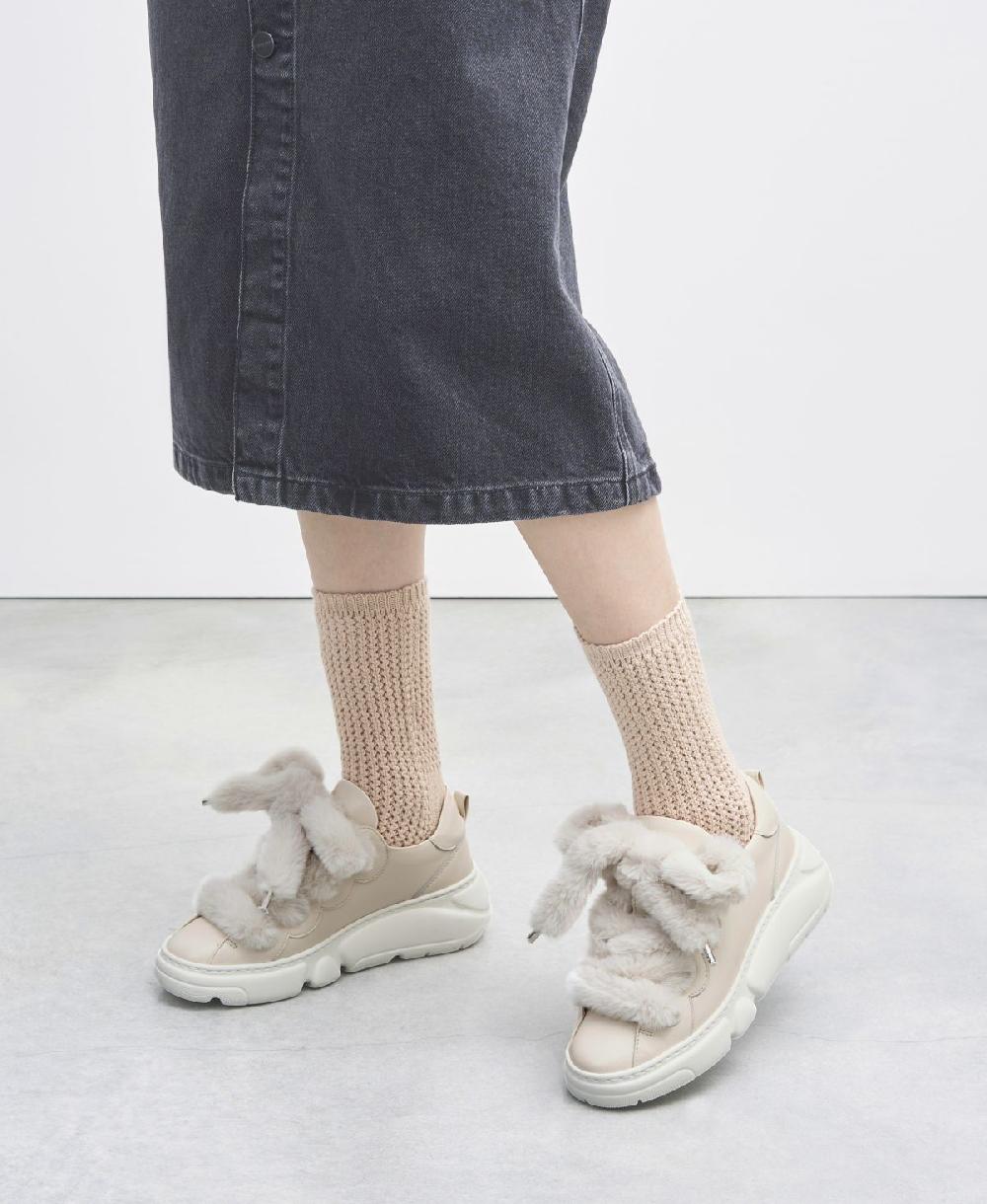 Agl Sneaker con lacci in pelliccia Avorio Fur Bubble Convenienza