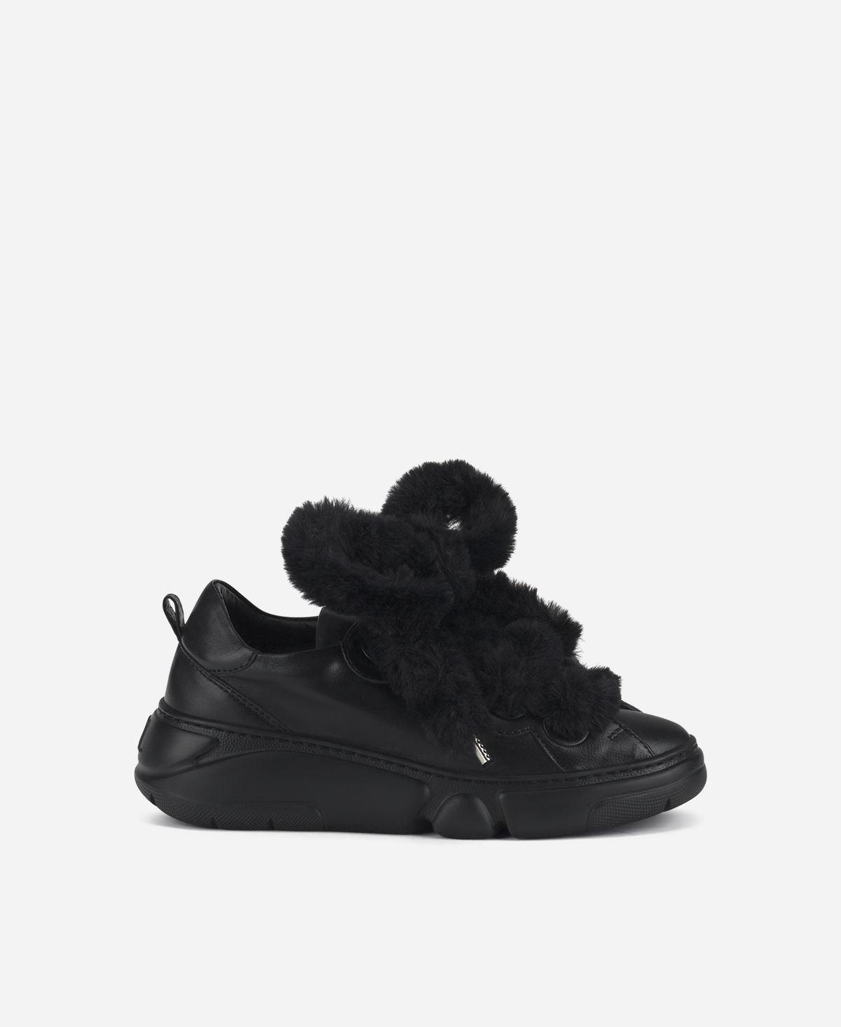 Agl Sneaker con lacci in pelliccia Nero Fur Bubble