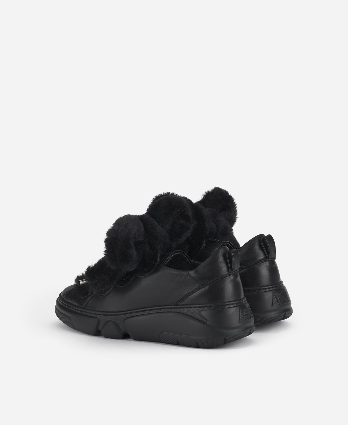 Agl Sneaker con lacci in pelliccia Nero Fur Bubble Novità