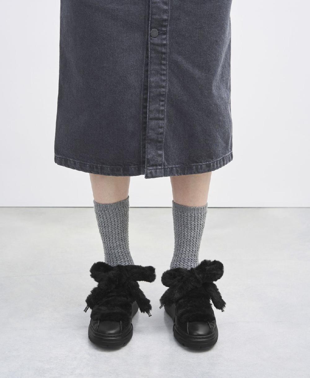 Agl Sneaker con lacci in pelliccia Nero Fur Bubble Novità