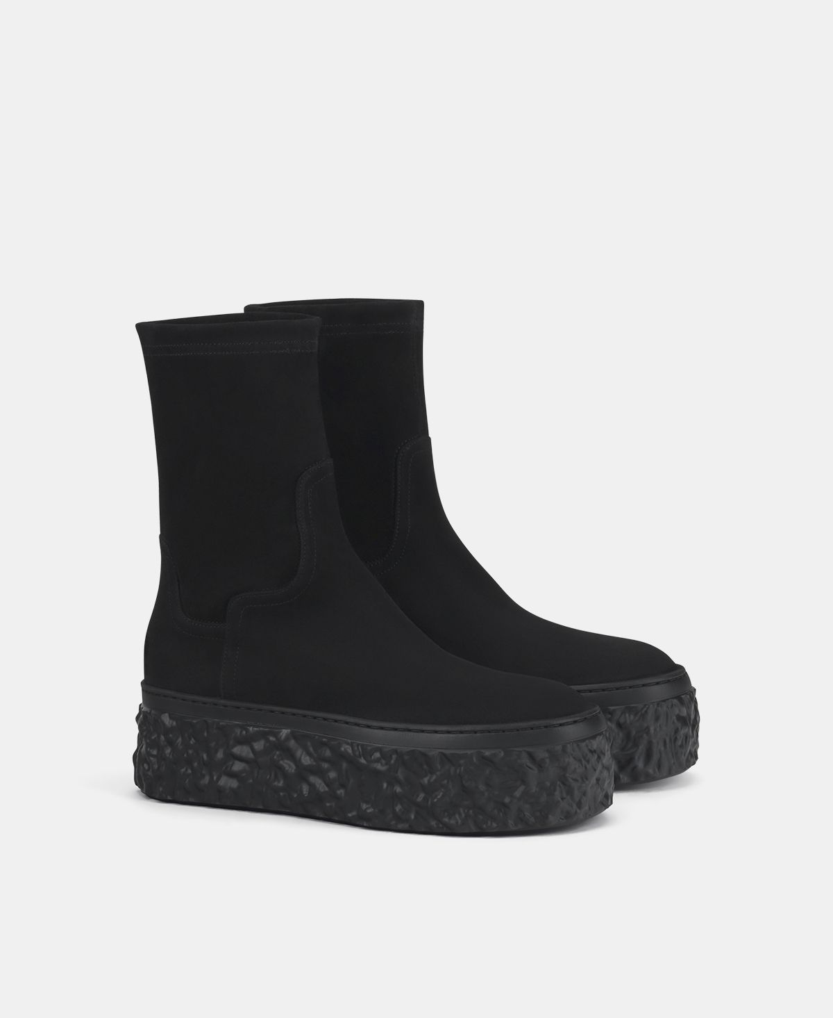 Agl Stivaletto in velour con platform Nero Magma Stretch In Saldo