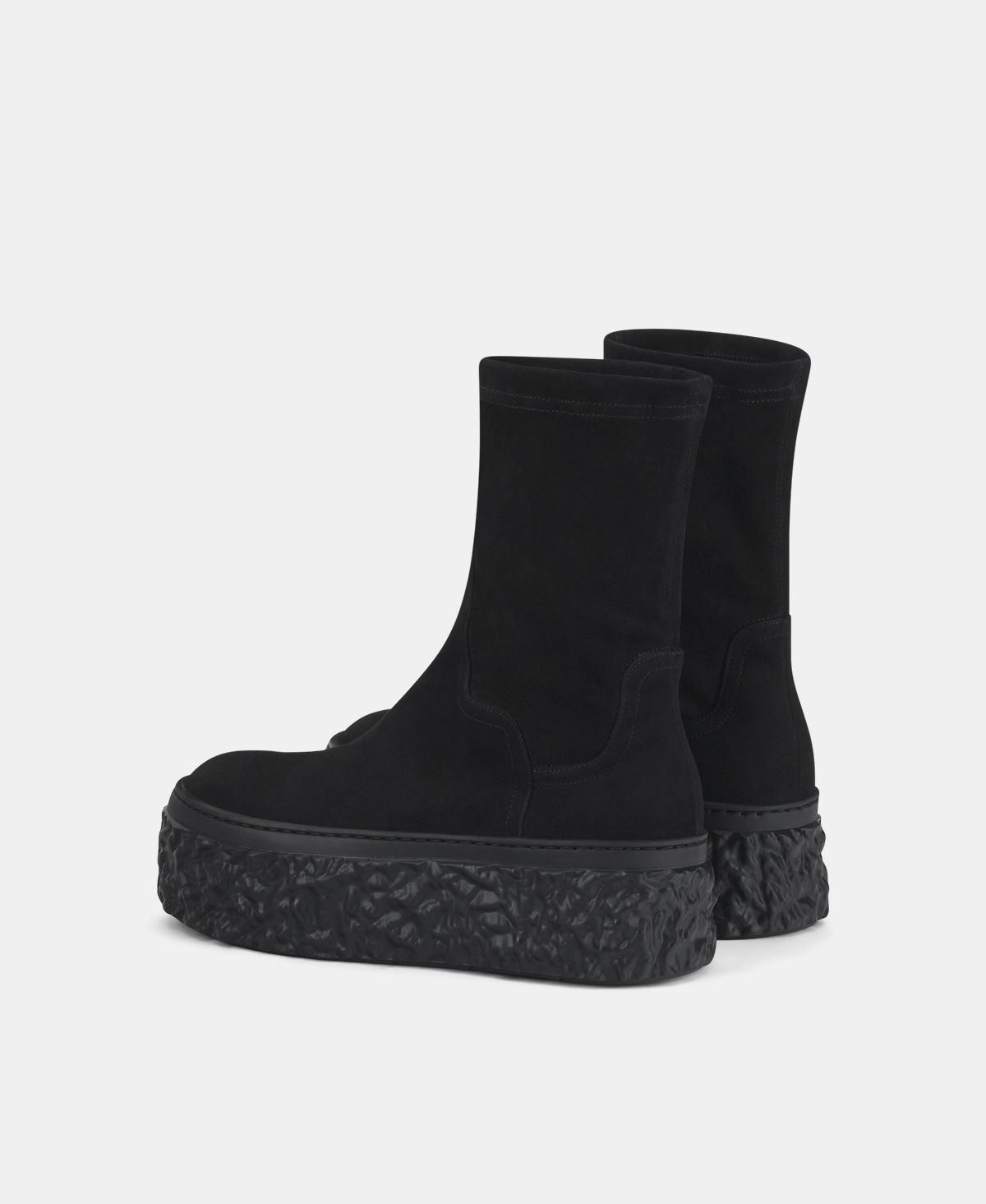 Agl Stivaletto in velour con platform Nero Magma Stretch In Saldo