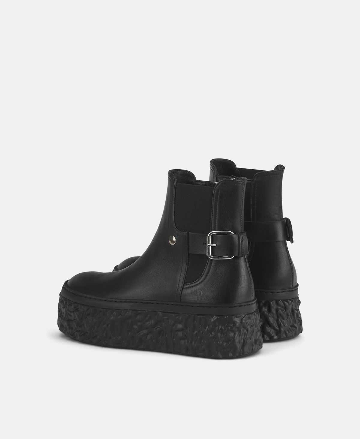 Agl Stivaletto in pelle con platform Nero Magma Biker Italy