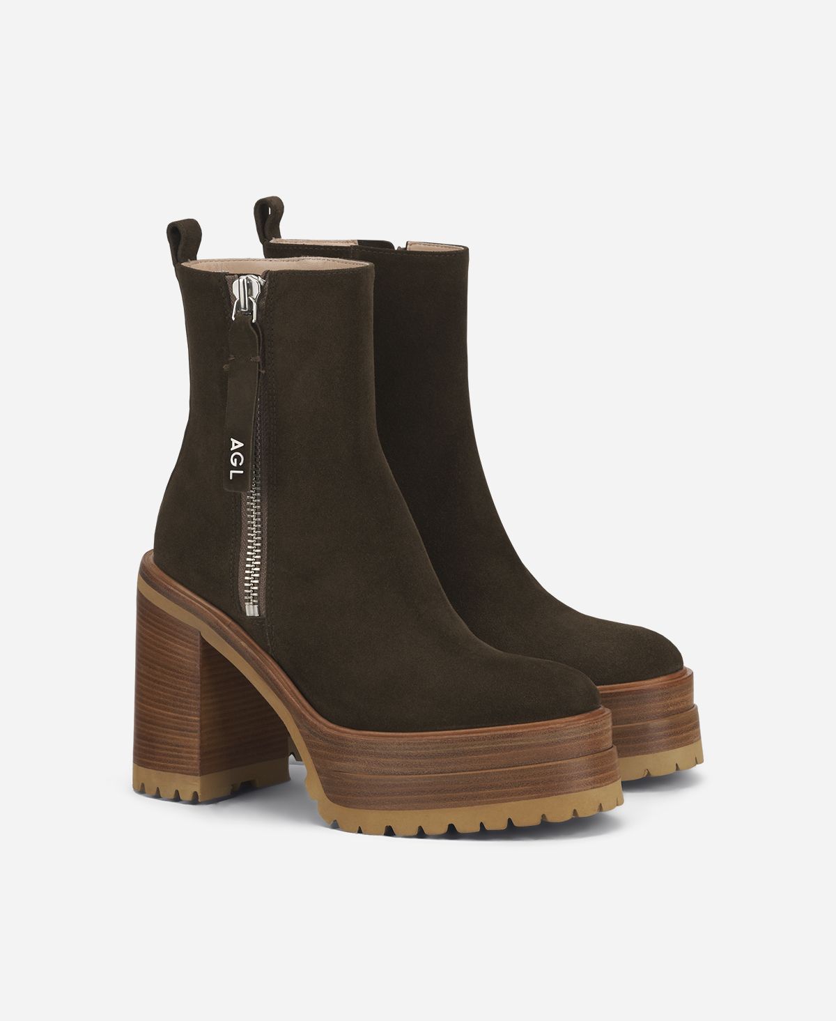 Agl Stivaletto con zip e plateau Brown Tora Presa
