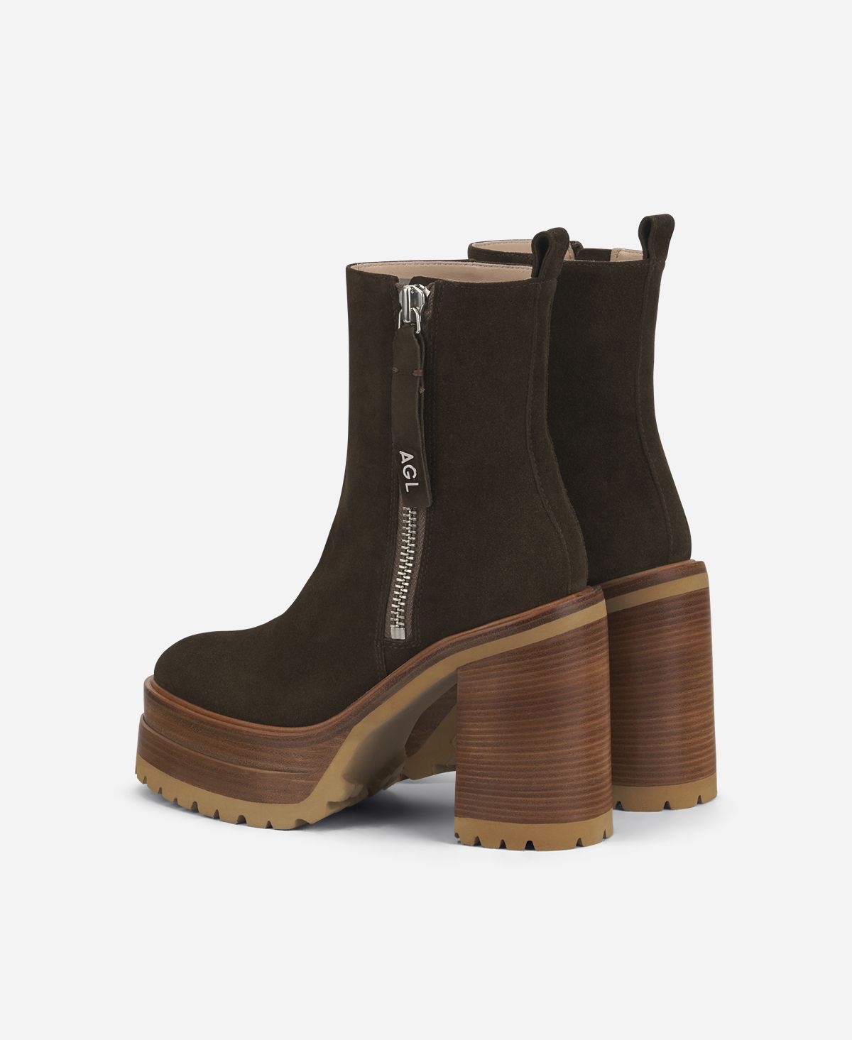 Agl Stivaletto con zip e plateau Brown Tora Presa