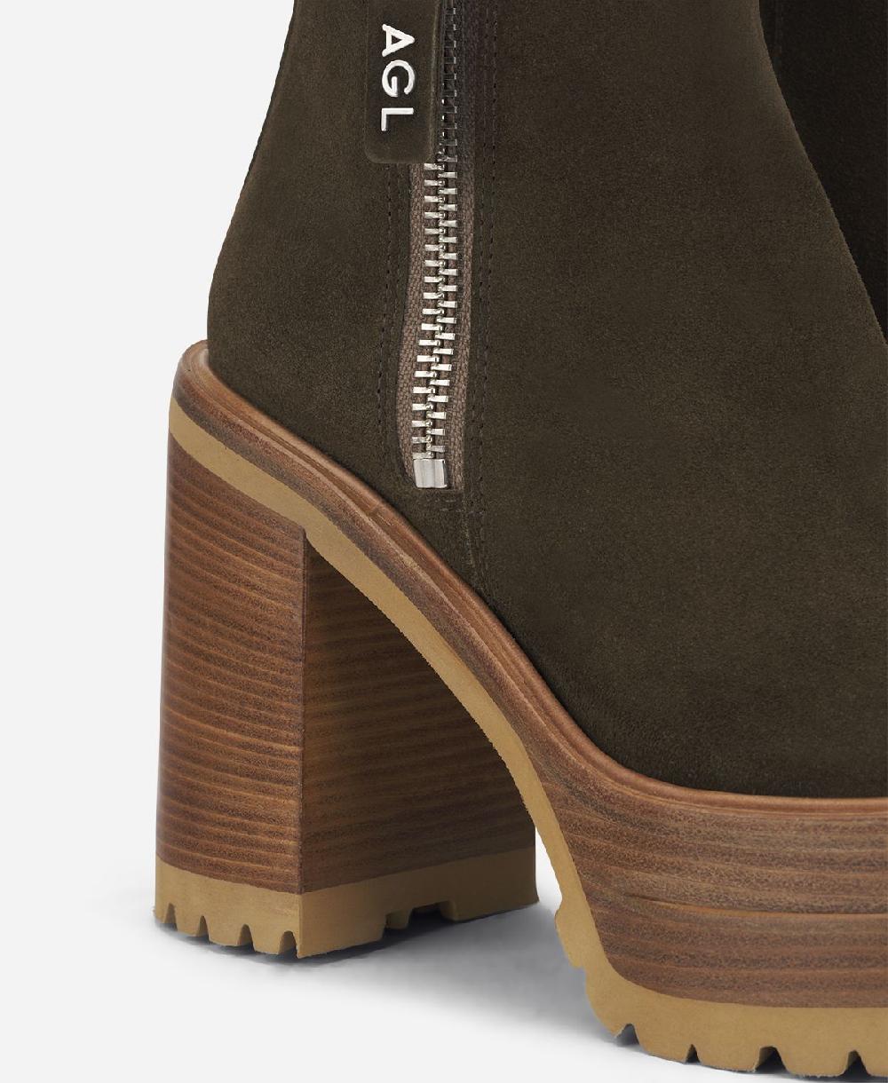 Agl Stivaletto con zip e plateau Brown Tora Presa