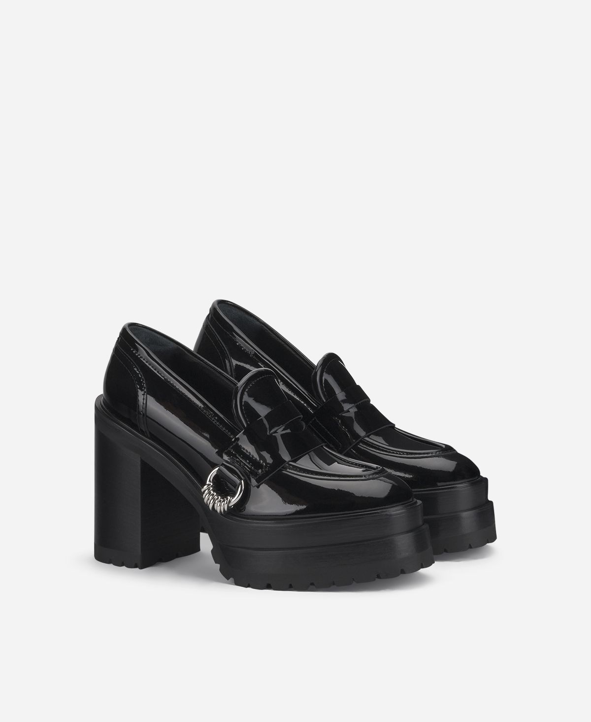 Agl Mocassino in vernice con tacco Nero Tasky Offerta