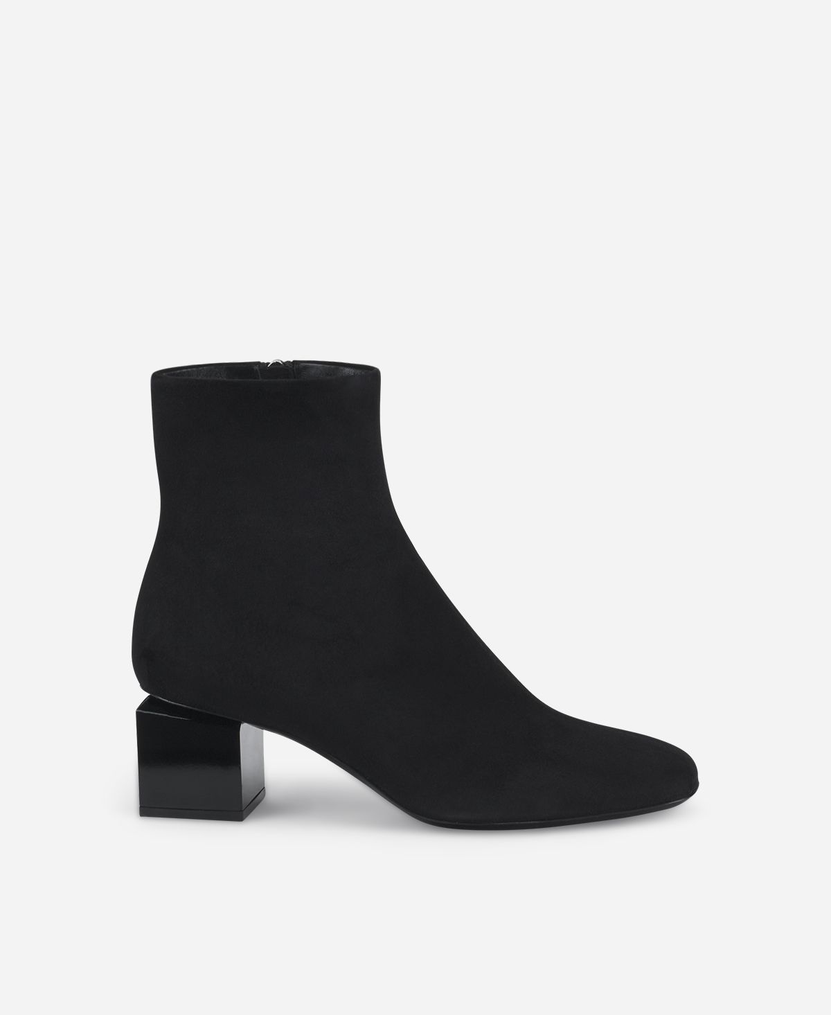 Agl Stivaletto in velour con tacco cubico Nero Angie Pure Qualità