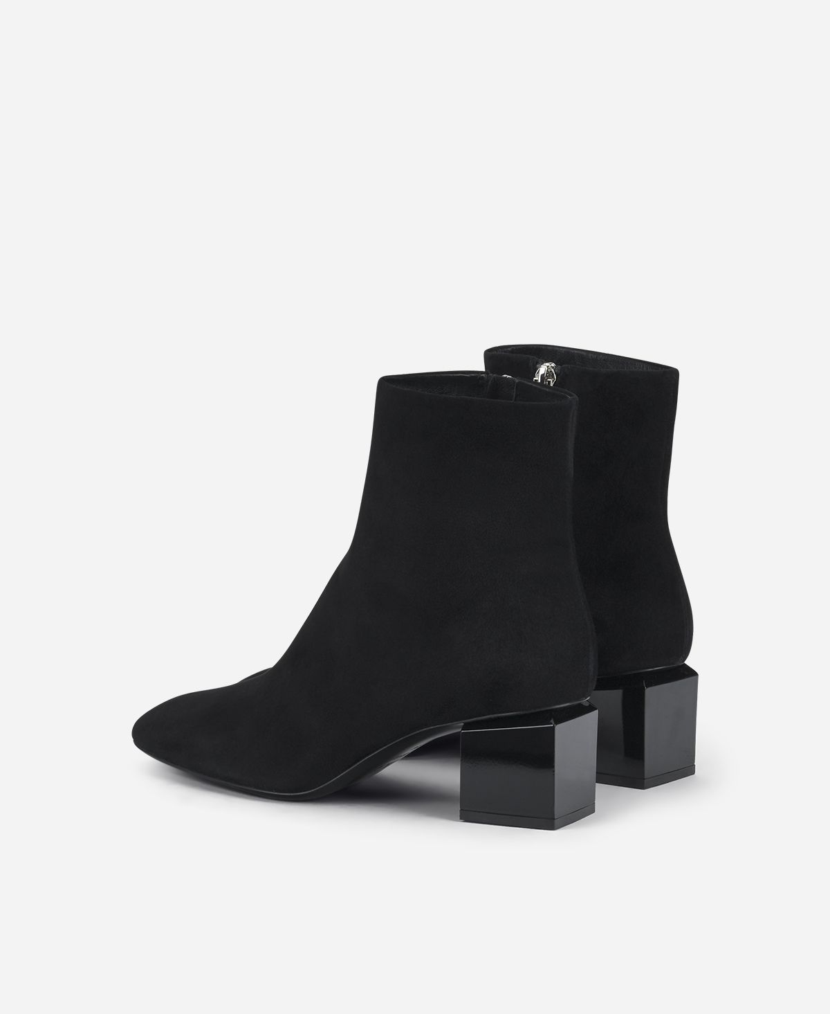 Agl Stivaletto in velour con tacco cubico Nero Angie Pure Qualità