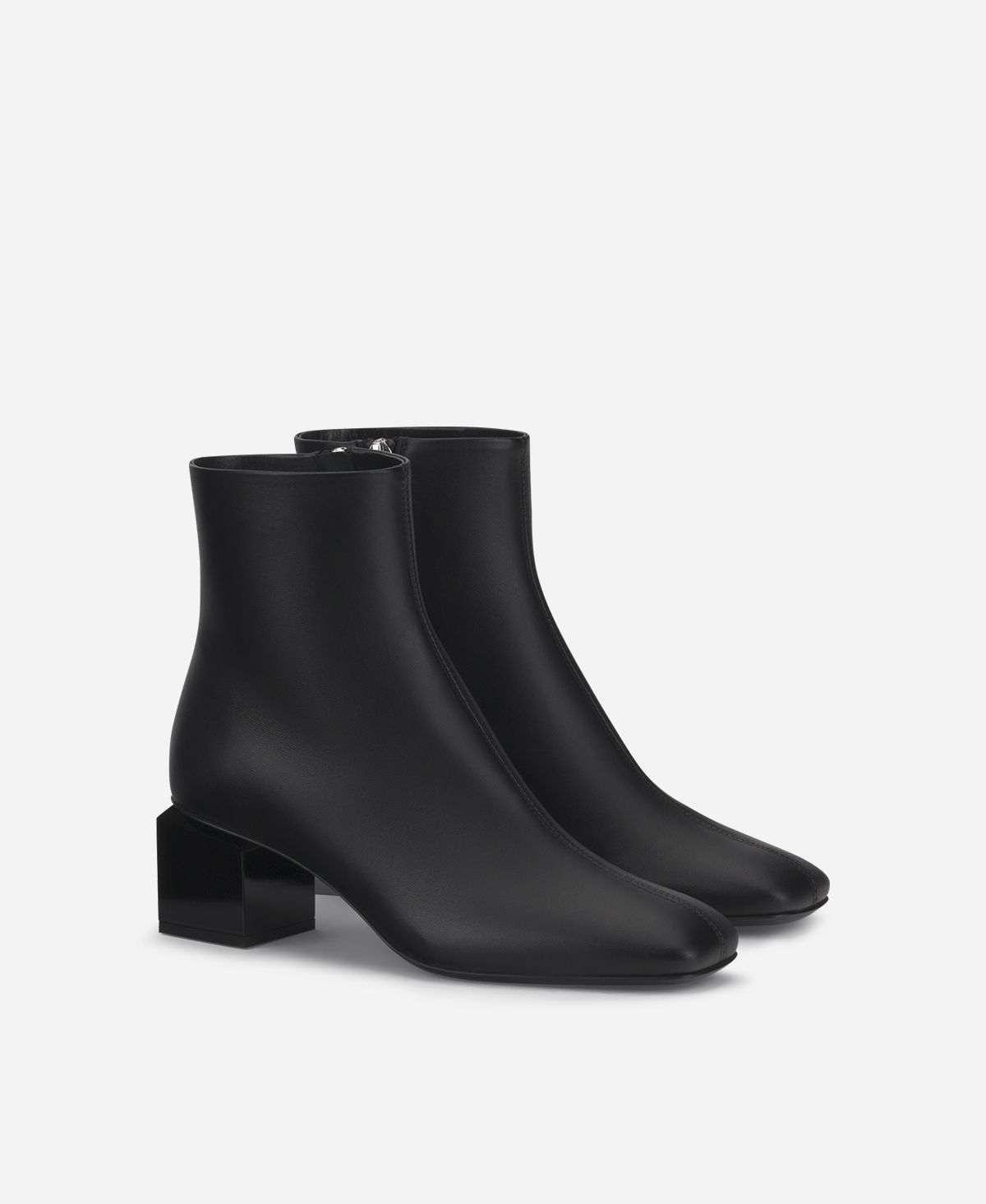 Agl Stivaletto in pelle con tacco cubico Nero Angie Pure Promozione