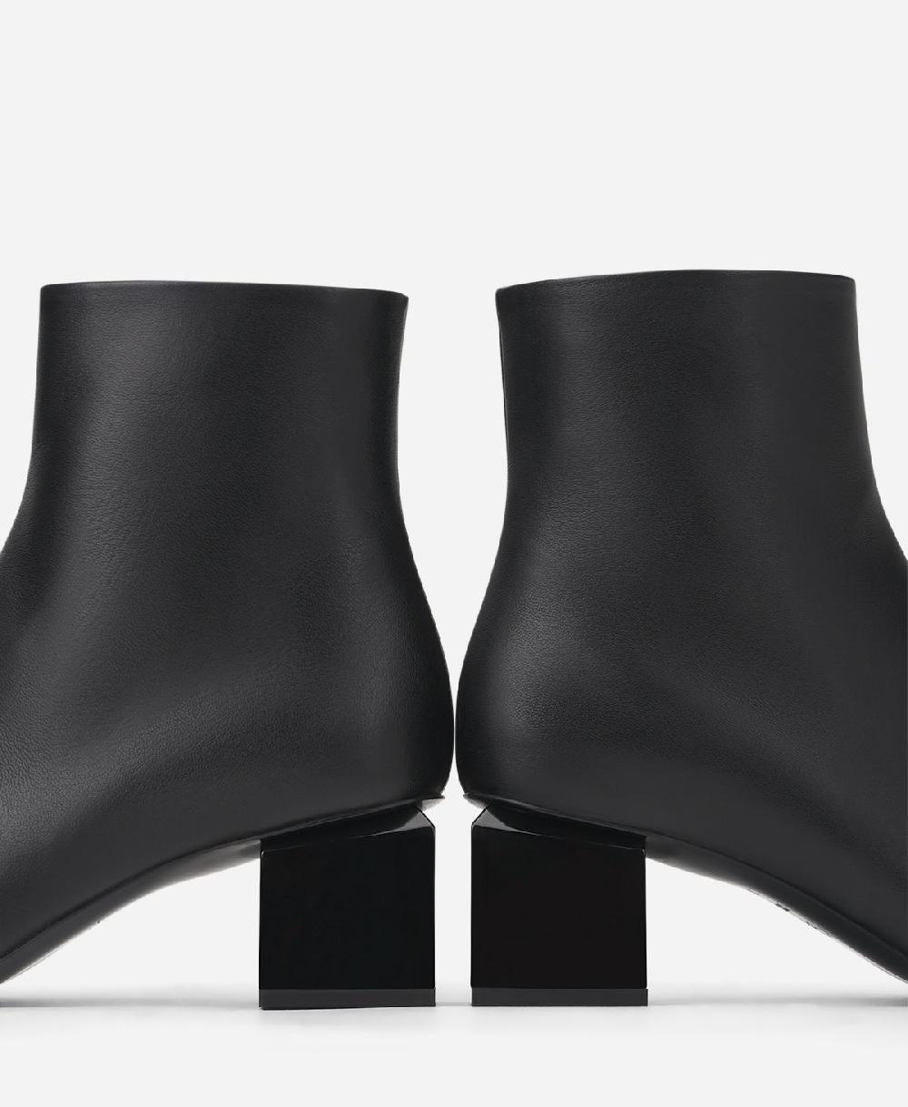 Agl Stivaletto in pelle con tacco cubico Nero Angie Pure Promozione