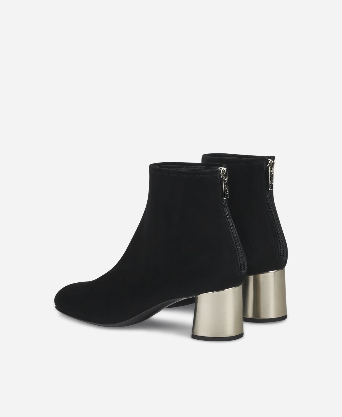 Agl Stivaletto in velour con tacco Nero Veta Precious Spedizione Gratuita