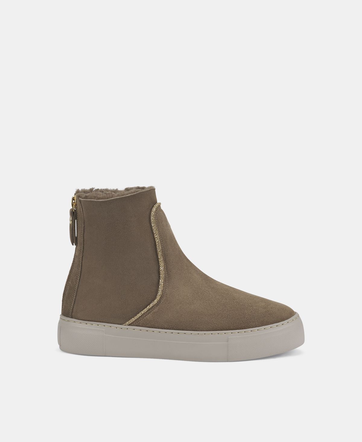 Agl Sneaker in velour con strass Tortora Meghan Warm Strass