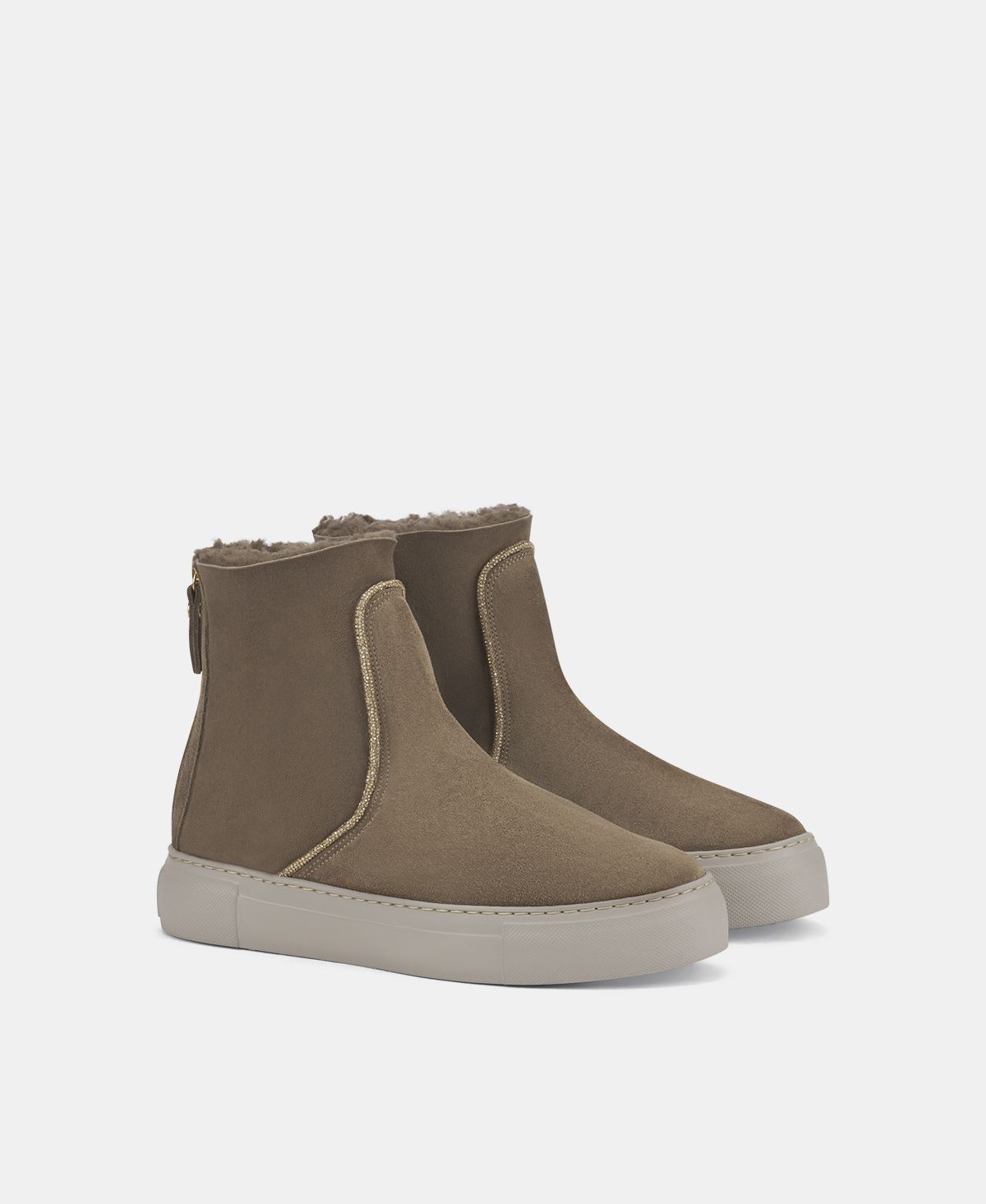 Agl Sneaker in velour con strass Tortora Meghan Warm Strass Presa