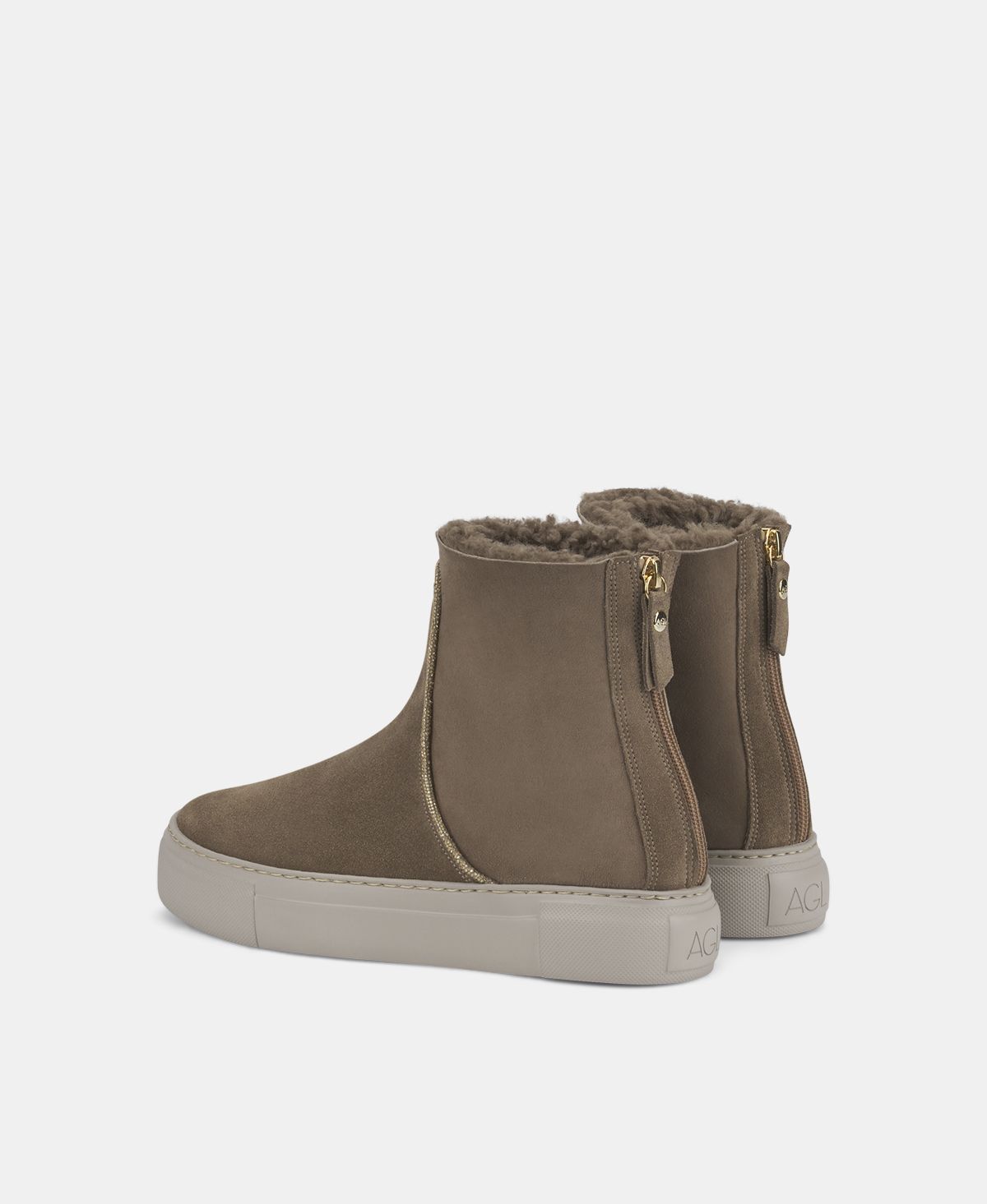 Agl Sneaker in velour con strass Tortora Meghan Warm Strass Presa