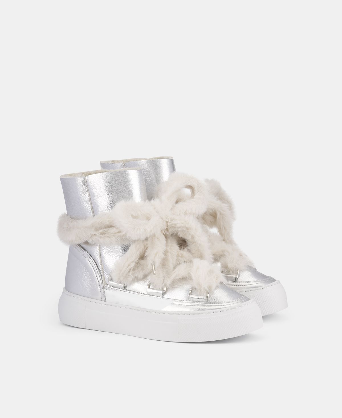 Agl Sneaker stivaletto con pelliccia Argento Kate Economico